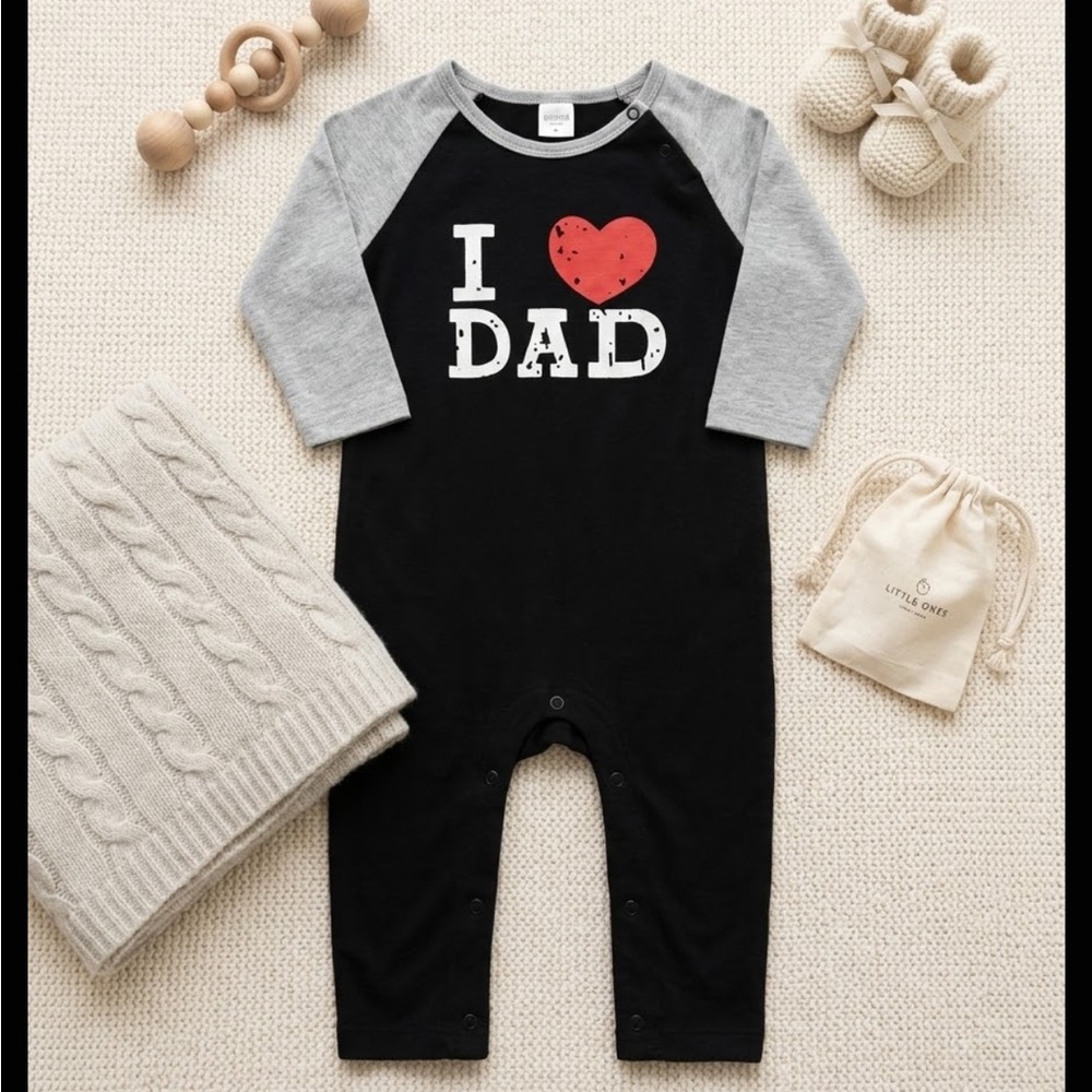 I ♥ Dad Black & Gray Baby Romper 18-24mo